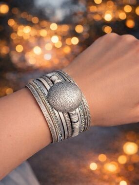 SAACHI Unique Silver Multi Strand Wrap Bracelet